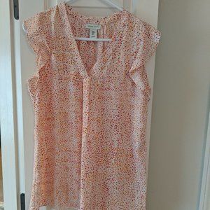 Adrienne Vittadini blouse Orange Pink Cream Dots M